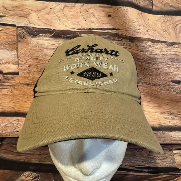 Carhartt 1889 Workwear Quality Hat Cap Canvas Meshback Adjustable Strap Brown - Picture 1 of 8